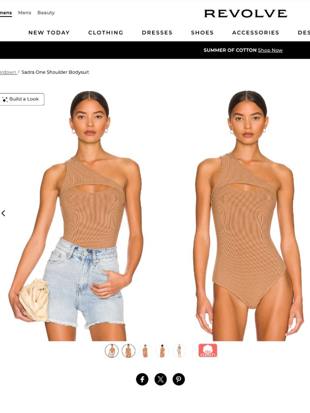 Revolve | Superdown Sadra One Shoulder Bodysuit | Size Medium | Nude